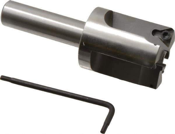 Everede Tool - 1-1/4 Inch Diameter, Interchangeable Pilot, Straight 1/2 Inch Shank Diameter, 3 Insert, Indexable Counterbore - 3.2 Inch Overall Length, TPGH 215 Insert, 5/16 Inch Pilot Hole Diameter Compatibility - All Tool & Supply