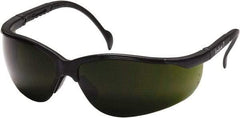 PYRAMEX - Green Lenses, Framed Safety Glasses - Scratch Resistant, Black Nylon Frame, Adjustable Temples, Size Universal, Wrap Around - All Tool & Supply