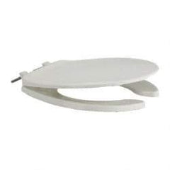 Made in USA - Polypropylene, Regular, Open Front with Cover and with Self Sustaining Feature, Toilet Seat - Residential, Commercial Installation, White - All Tool & Supply