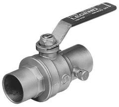 Legend Valve - 1/2" Pipe, Full Port, Brass Standard Ball Valve - Inline - One Way Flow, Soldered x Soldered Ends, Lever Handle, 500 WOG - All Tool & Supply