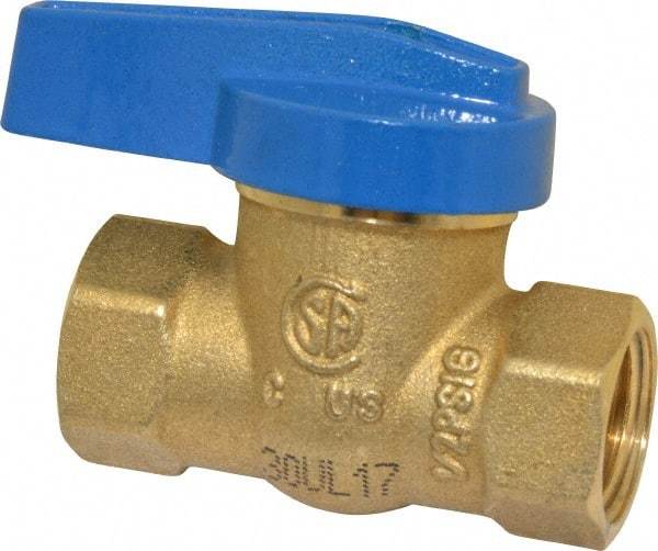 Legend Valve - 3/8" Pipe, Brass, Straight without Side Tap, Gas Ball Valve - 175 psi WOG Rating, Wedge Handle, FNPT x FNPT End Connections, 1 Piece - All Tool & Supply