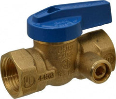 Legend Valve - 1/2" Pipe, Brass, Straight with Side Tap, Gas Ball Valve - 175 psi WOG Rating, Wedge Handle, FNPT x FNPT End Connections, 1 Piece - All Tool & Supply