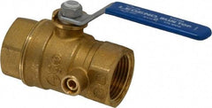 Legend Valve - 1" Pipe, Brass, Straight with Side Tap, Gas Ball Valve - 175 psi WOG Rating, Wedge Handle, FNPT x FNPT End Connections, 1 Piece - All Tool & Supply