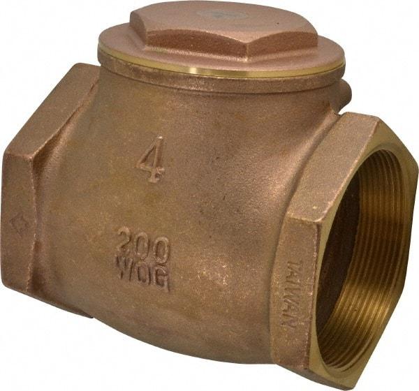 Legend Valve - 4" Brass Check Valve - Inline, FNPT x FNPT, 200 WOG - All Tool & Supply