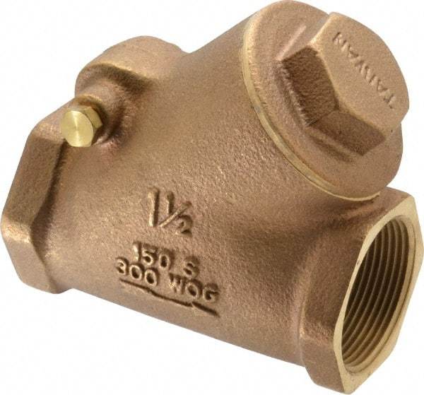 Legend Valve - 1-1/2" Bronze Check Valve - Y-Pattern, FNPT x FNPT, 300 WOG - All Tool & Supply