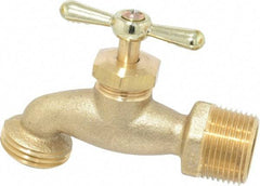 Legend Valve - 3/4" Pipe, 125 psi WOG Rating, Brass Hose Bibb, Stop Valve - Tee Handle, MNPT x GHT End Connections - All Tool & Supply