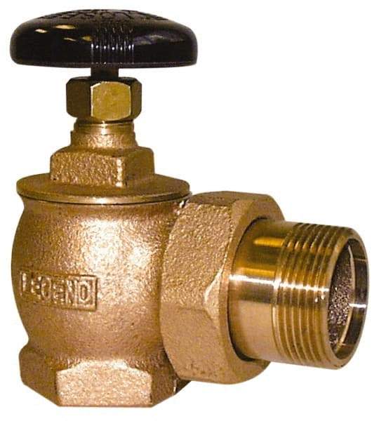 Legend Valve - 1-1/4" Pipe, 60 psi WOG Rating, FNPT x Male Union End Connections, Handwheel Steam Angle Radiator Valve - 15 psi Steam Pressure Rating, Bronze - All Tool & Supply