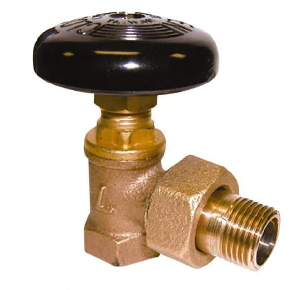 Legend Valve - 3/4" Pipe, 60 psi WOG Rating, FNPT x Male Union End Connections, Handwheel Hot Water Angle Radiator Valve - Bronze - All Tool & Supply