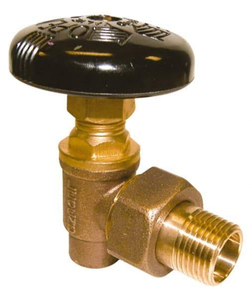 Legend Valve - 1/2" Pipe, 60 psi WOG Rating, Soldered x Male Union End Connections, Handwheel Hot Water Angle Radiator Valve - Bronze - All Tool & Supply