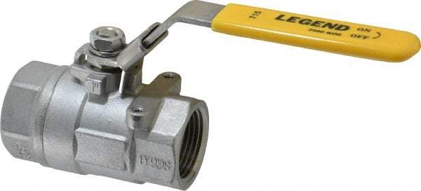 Legend Valve - 1" Pipe, Large Port, Stainless Steel Standard Ball Valve - 2 Piece, Inline - One Way Flow, FNPT x FNPT Ends, Locking Lever Handle, 2,000 WOG, 150 WSP - All Tool & Supply