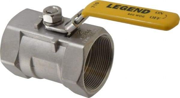 Legend Valve - 2" Pipe, Standard Port, Stainless Steel Standard Ball Valve - 1 Piece, Inline - One Way Flow, FNPT x FNPT Ends, Locking Lever Handle, 800 WOG, 150 WSP - All Tool & Supply