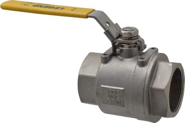 Legend Valve - 2" Pipe, Full Port, Stainless Steel Standard Ball Valve - 2 Piece, Inline - One Way Flow, FNPT x FNPT Ends, Locking Lever Handle, 1,000 WOG, 150 WSP - All Tool & Supply