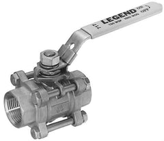 Legend Valve - 1" Pipe, Full Port, Carbon Steel Standard Ball Valve - 3 Piece, Inline - One Way Flow, FNPT x FNPT Ends, Locking Lever Handle, 1,000 WOG, 150 WSP - All Tool & Supply