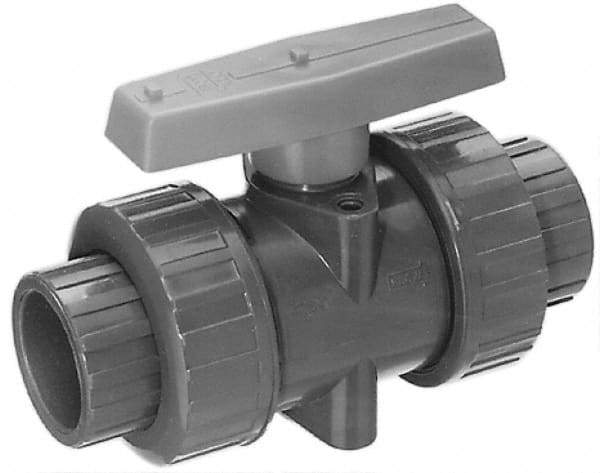 Legend Valve - 2-1/2" Pipe, Full Port, PVC True Union Design Ball Valve - Inline - One Way Flow, Solvent x Solvent Ends, Tee Handle, 150 WOG - All Tool & Supply