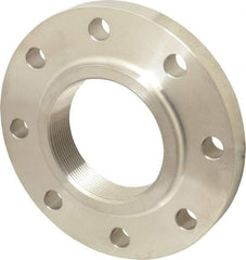 Merit Brass - 4" Pipe, 9" OD, Stainless Steel, Threaded Pipe Flange - 7-1/2" Across Bolt Hole Centers, 3/4" Bolt Hole, 150 psi, Grades 316 & 316L - All Tool & Supply