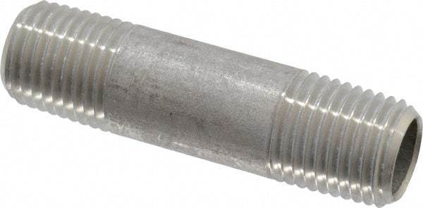 Merit Brass - Schedule 40, 1/4" Pipe x 2" Long, Grade 304/304L Stainless Steel Pipe Nipple - Welded & Threaded - All Tool & Supply