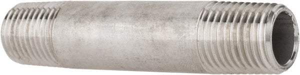 Merit Brass - Schedule 40, 1/4" Pipe x 2-1/2" Long, Grade 304/304L Stainless Steel Pipe Nipple - Welded & Threaded - All Tool & Supply