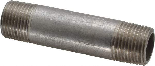 Merit Brass - Schedule 40, 3/8" Pipe x 2-1/2" Long, Grade 304/304L Stainless Steel Pipe Nipple - Welded & Threaded - All Tool & Supply