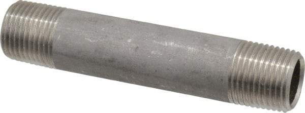 Merit Brass - Schedule 40, 1/2" Pipe x 4" Long, Grade 304/304L Stainless Steel Pipe Nipple - Welded & Threaded - All Tool & Supply