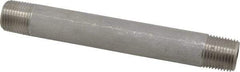 Merit Brass - Schedule 40, 1/2" Pipe x 6" Long, Grade 304/304L Stainless Steel Pipe Nipple - Welded & Threaded - All Tool & Supply