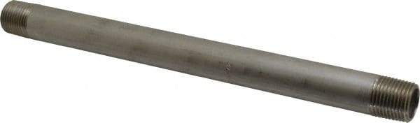 Merit Brass - Schedule 40, 1/2" Pipe x 10" Long, Grade 304/304L Stainless Steel Pipe Nipple - Welded & Threaded - All Tool & Supply