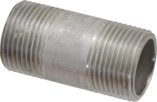 Merit Brass - Schedule 40, 3/4" Pipe x 2" Long, Grade 304/304L Stainless Steel Pipe Nipple - Welded & Threaded - All Tool & Supply