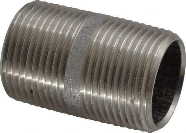 Merit Brass - Schedule 40, 1" Pipe x 2" Long, Grade 304/304L Stainless Steel Pipe Nipple - Welded & Threaded - All Tool & Supply