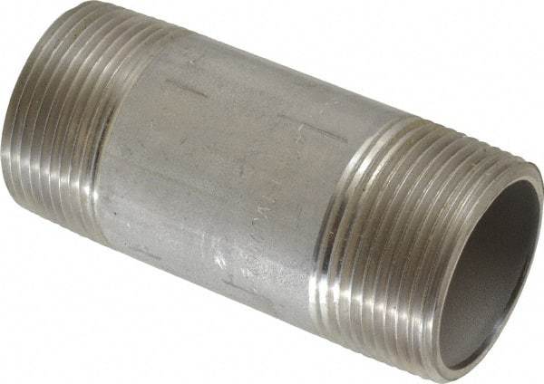 Merit Brass - Schedule 40, 1-1/4" Pipe x 3-1/2" Long, Grade 304/304L Stainless Steel Pipe Nipple - Welded & Threaded - All Tool & Supply