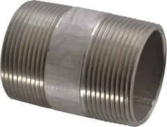 Merit Brass - Schedule 40, 1-1/2" Pipe x 2-1/2" Long, Grade 304/304L Stainless Steel Pipe Nipple - Welded & Threaded - All Tool & Supply