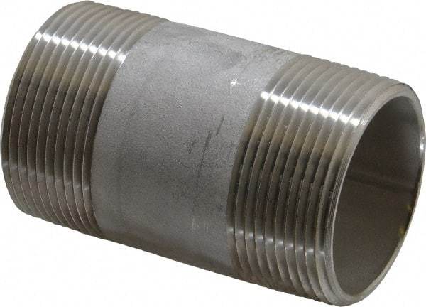 Merit Brass - Schedule 40, 1-1/2" Pipe x 3" Long, Grade 304/304L Stainless Steel Pipe Nipple - Welded & Threaded - All Tool & Supply