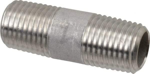 Merit Brass - Schedule 40, 1/4" Pipe x 1-1/2" Long, Grade 316/316L Stainless Steel Pipe Nipple - Welded & Threaded - All Tool & Supply