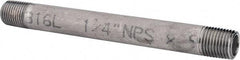 Merit Brass - Schedule 40, 1/4" Pipe x 5" Long, Grade 316/316L Stainless Steel Pipe Nipple - Welded & Threaded - All Tool & Supply