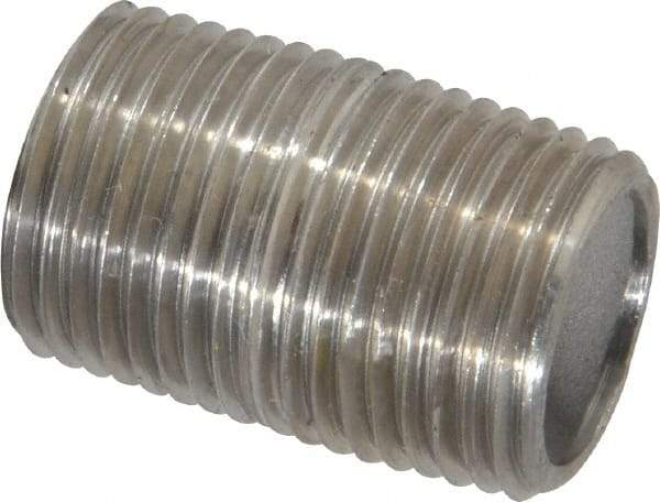 Merit Brass - Schedule 40, 3/8" Pipe x 1" Long, Grade 316/316L Stainless Steel Pipe Nipple - Welded & Threaded - All Tool & Supply