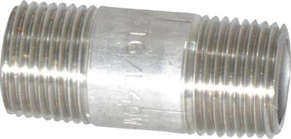 Merit Brass - Schedule 40, 3/8" Pipe x 1-1/2" Long, Grade 316/316L Stainless Steel Pipe Nipple - Welded & Threaded - All Tool & Supply