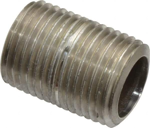 Merit Brass - Schedule 40, 1/2" Pipe x 1-1/8" Long, Grade 316/316L Stainless Steel Pipe Nipple - Welded & Threaded - All Tool & Supply