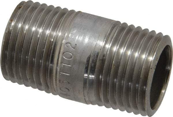 Merit Brass - Schedule 40, 1/2" Pipe x 1-1/2" Long, Grade 316/316L Stainless Steel Pipe Nipple - Welded & Threaded - All Tool & Supply