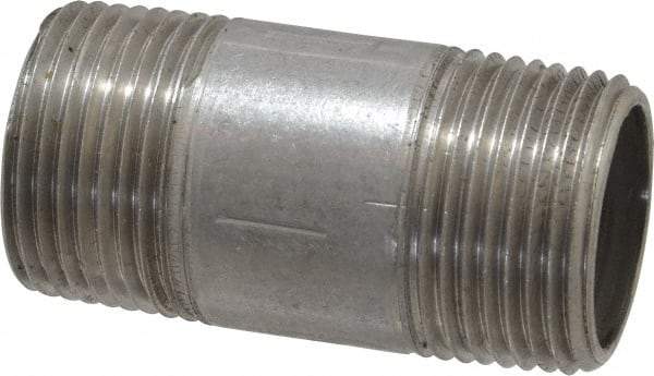 Merit Brass - Schedule 40, 3/4" Pipe x 2" Long, Grade 316/316L Stainless Steel Pipe Nipple - Welded & Threaded - All Tool & Supply