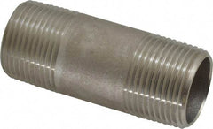 Merit Brass - Schedule 40, 3/4" Pipe x 2-1/2" Long, Grade 316/316L Stainless Steel Pipe Nipple - Welded & Threaded - All Tool & Supply