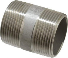 Merit Brass - Schedule 40, 1-1/4" Pipe x 2" Long, Grade 316/316L Stainless Steel Pipe Nipple - Welded & Threaded - All Tool & Supply