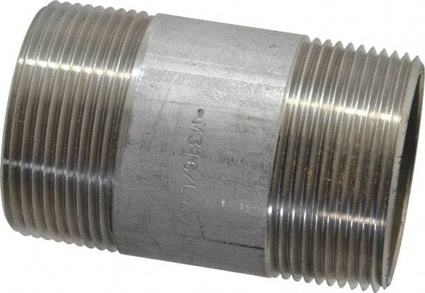 Merit Brass - Schedule 40, 1-1/2" Pipe x 3" Long, Grade 316/316L Stainless Steel Pipe Nipple - Welded & Threaded - All Tool & Supply