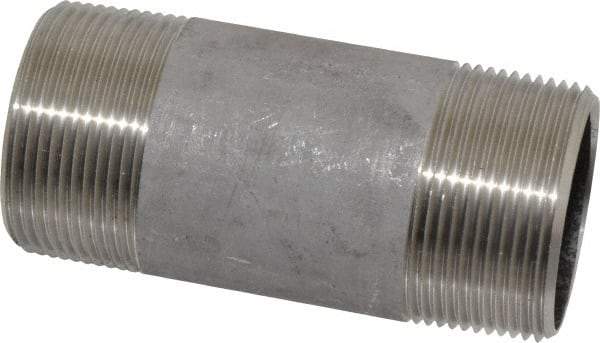 Merit Brass - Schedule 40, 1-1/2" Pipe x 4" Long, Grade 316/316L Stainless Steel Pipe Nipple - Welded & Threaded - All Tool & Supply