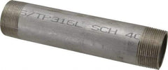 Merit Brass - Schedule 40, 1-1/2" Pipe x 8" Long, Grade 316/316L Stainless Steel Pipe Nipple - Welded & Threaded - All Tool & Supply