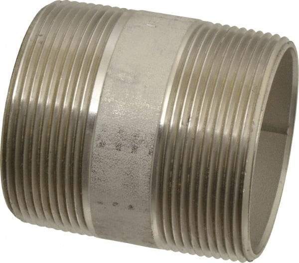 Merit Brass - Schedule 40, 2" Pipe x 2-1/2" Long, Grade 316/316L Stainless Steel Pipe Nipple - Welded & Threaded - All Tool & Supply