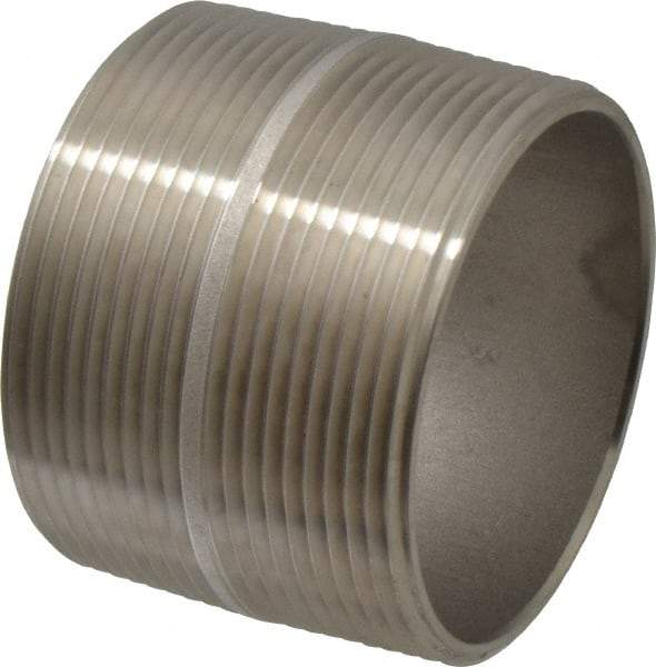 Merit Brass - Schedule 40, 3" Pipe x 2-5/8" Long, Grade 316/316L Stainless Steel Pipe Nipple - Welded & Threaded - All Tool & Supply