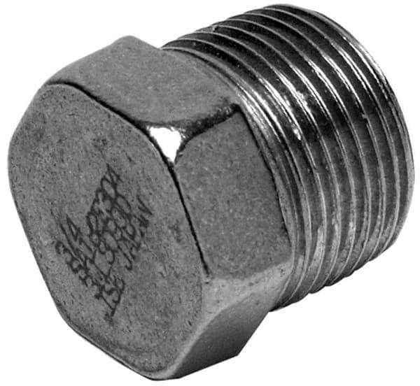 Merit Brass - 4" Grade 316 Stainless Steel Pipe Hex Head Plug - MNPT End Connections, 150 psi - All Tool & Supply