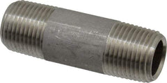 Merit Brass - Schedule 80, 3/8" Pipe x 2" Long, Grade 316/316L Stainless Steel Pipe Nipple - Seamless & Threaded - All Tool & Supply