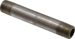 Merit Brass - Schedule 80, 3/8" Pipe x 4" Long, Grade 316/316L Stainless Steel Pipe Nipple - Seamless & Threaded - All Tool & Supply