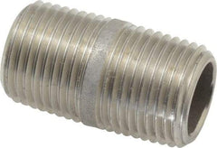 Merit Brass - Schedule 80, 1/2" Pipe x 1-1/2" Long, Grade 316/316L Stainless Steel Pipe Nipple - Seamless & Threaded - All Tool & Supply