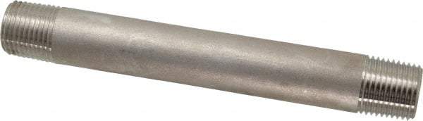 Merit Brass - Schedule 80, 1/2" Pipe x 6" Long, Grade 316/316L Stainless Steel Pipe Nipple - Seamless & Threaded - All Tool & Supply