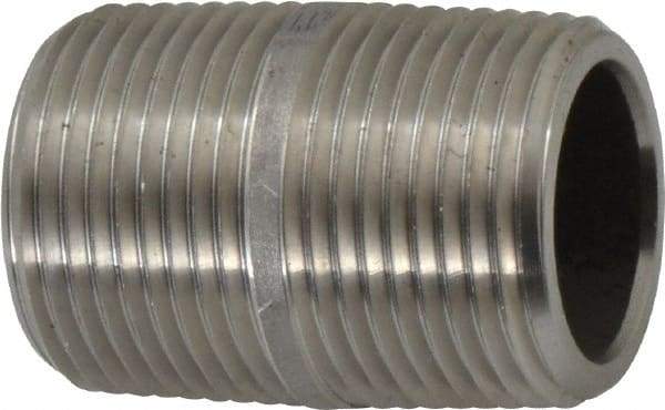 Merit Brass - Schedule 80, 3/4" Pipe x 1-1/2" Long, Grade 316/316L Stainless Steel Pipe Nipple - Seamless & Threaded - All Tool & Supply